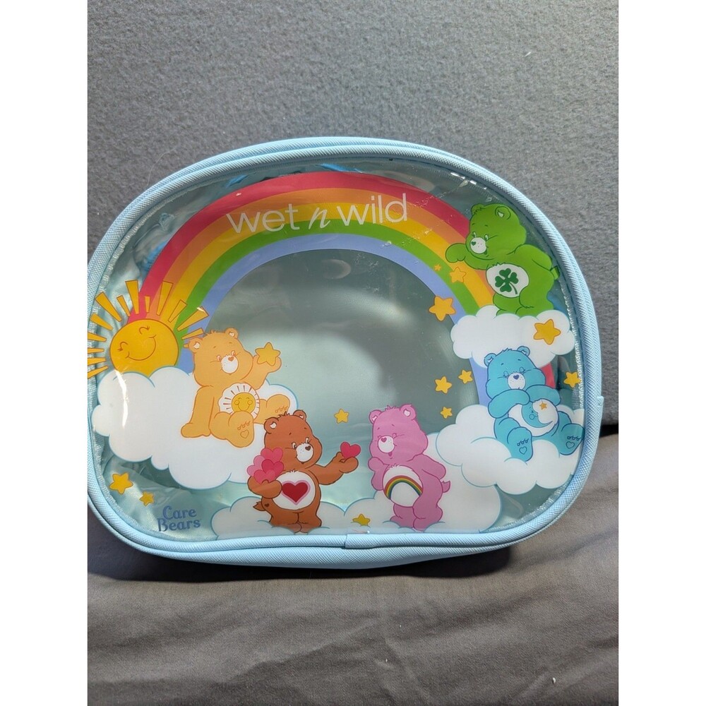 Wet n Wild x Care Bears Makeup Cosmetic Bag Rainbow Clear Blue Y2K